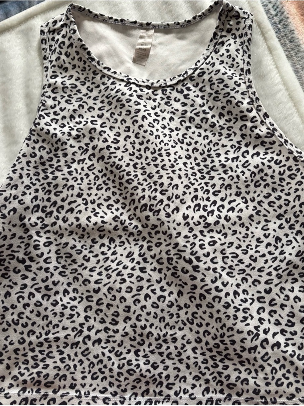 Balance Collection White Crop Top with Black Leopard Spots